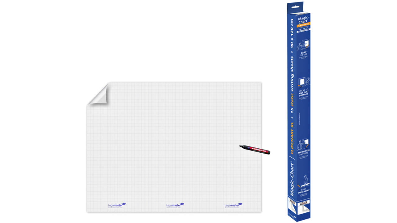 Magic-Chart Legamaster flipchart XL 90x120cm wit met ruit