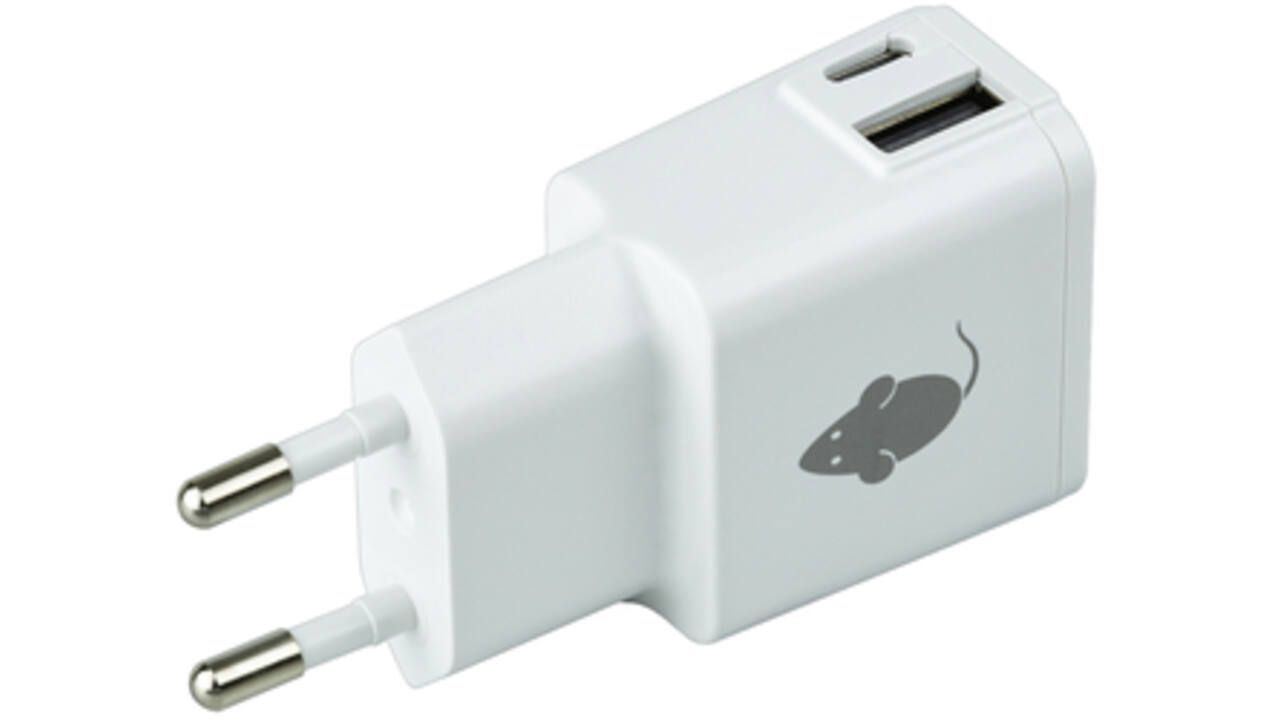 Oplader Green Mouse USB-C 1x en USB-A 1x 2.4A wit