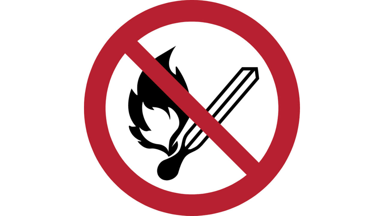 Pictogram bordje Djois Open vuur verboden Ø 200 mm Rood