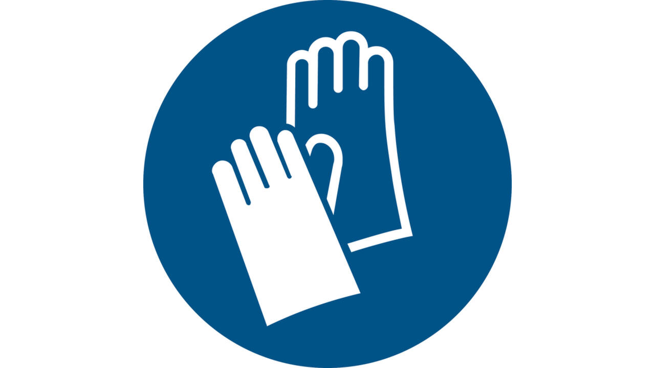 Pictogram bordje Djois Veiligheidshandschoenen verplicht Ø 200mm Blauw