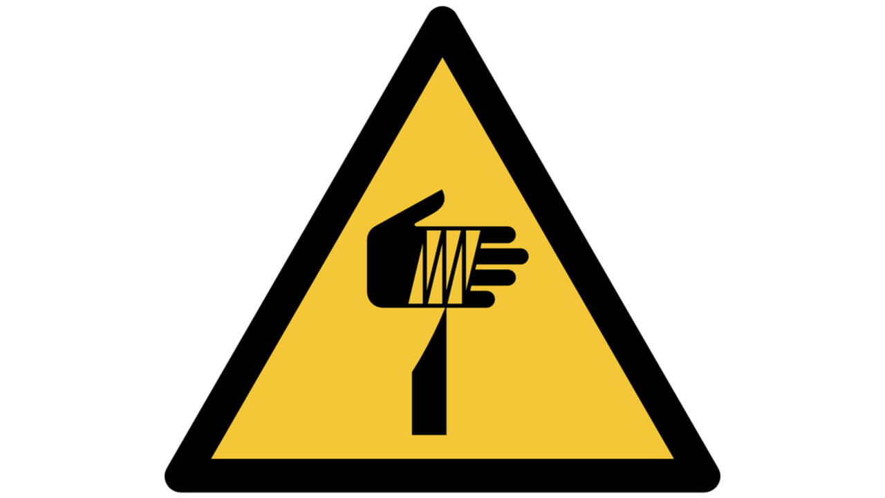 Pictogram bordje Djois Waarschuwing: scherpe elementen 200x176mm Geel