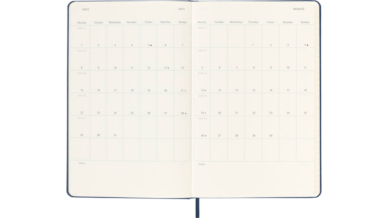 Agenda 2023/2024 Moleskine 18M Planner Weekly 7dag/1pagina large 130x210mm hard cover saffier blauw