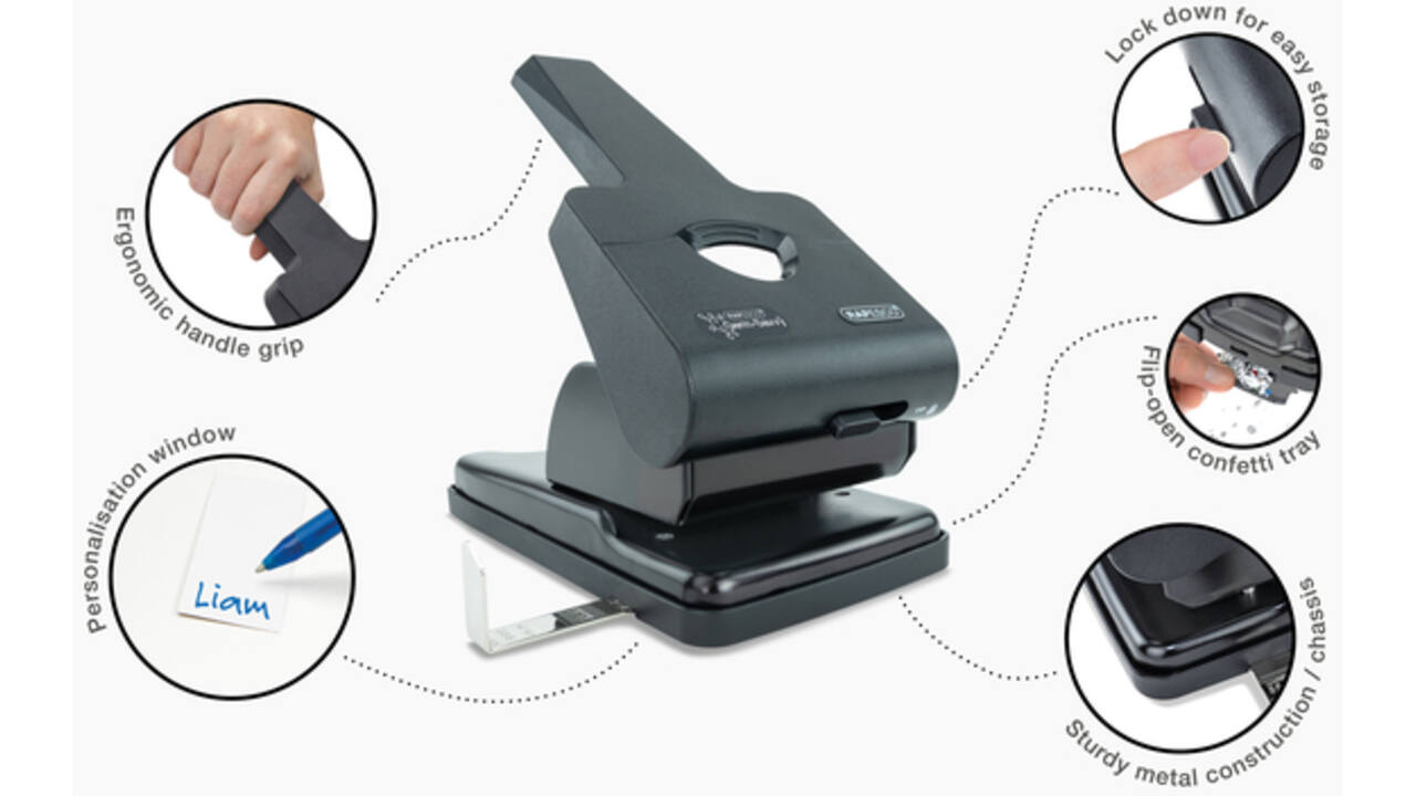 Perforator Rapesco HD865-P antibacterieel 2-gaats zwart