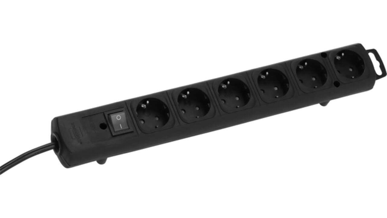 Stekkerdoos Brennenstuhl Comfort Plus 6 voudig inclusief platte stekker 2 meter zwart