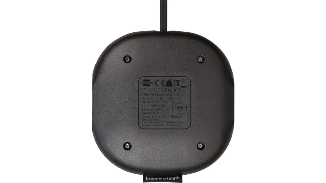 Laadstation Brennenstuhl Estilo 1 eurosocket twetieloppervlak 2 USB zwart/grijs