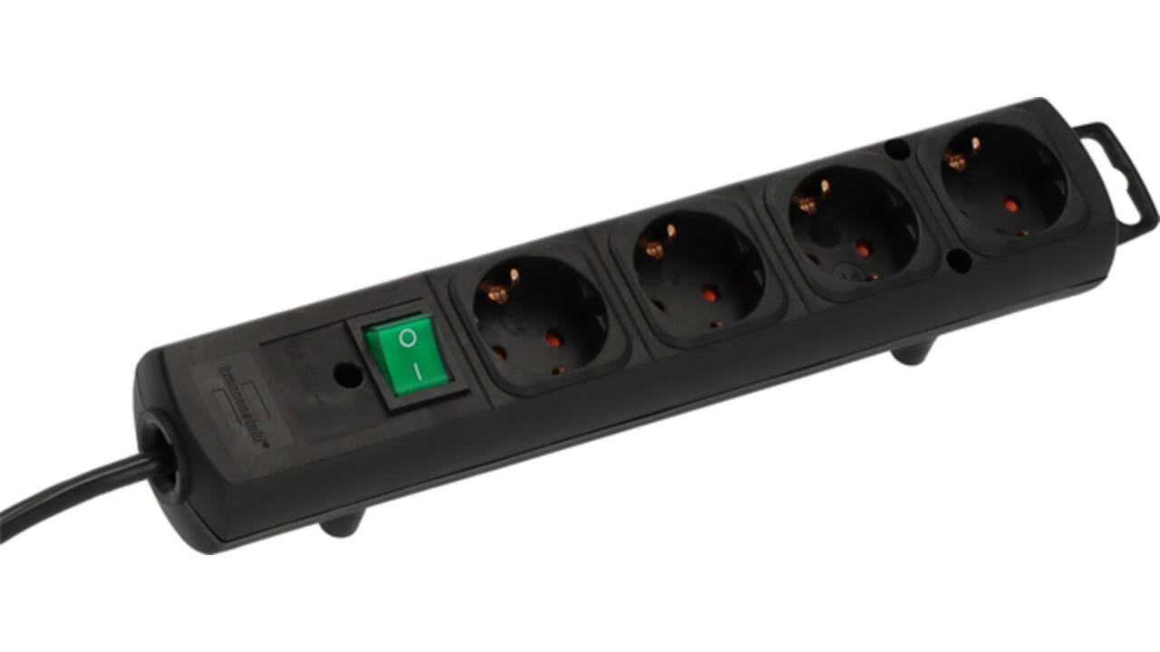 Stekkerdoos Brennenstuhl Comfort Plus 4 voudig inclusief platte stekker 2 meter zwart
