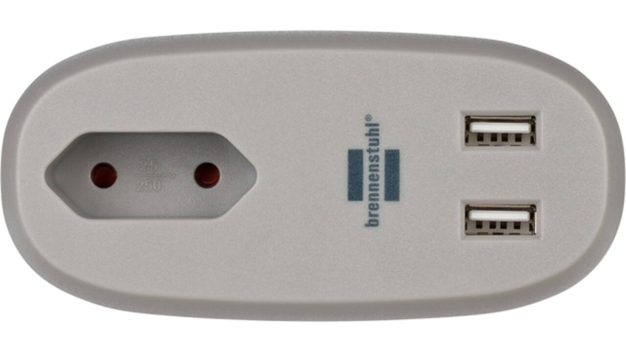 Laadstation Brennenstuhl Sofa 1 eurosocket 2 USB zwart/grijs