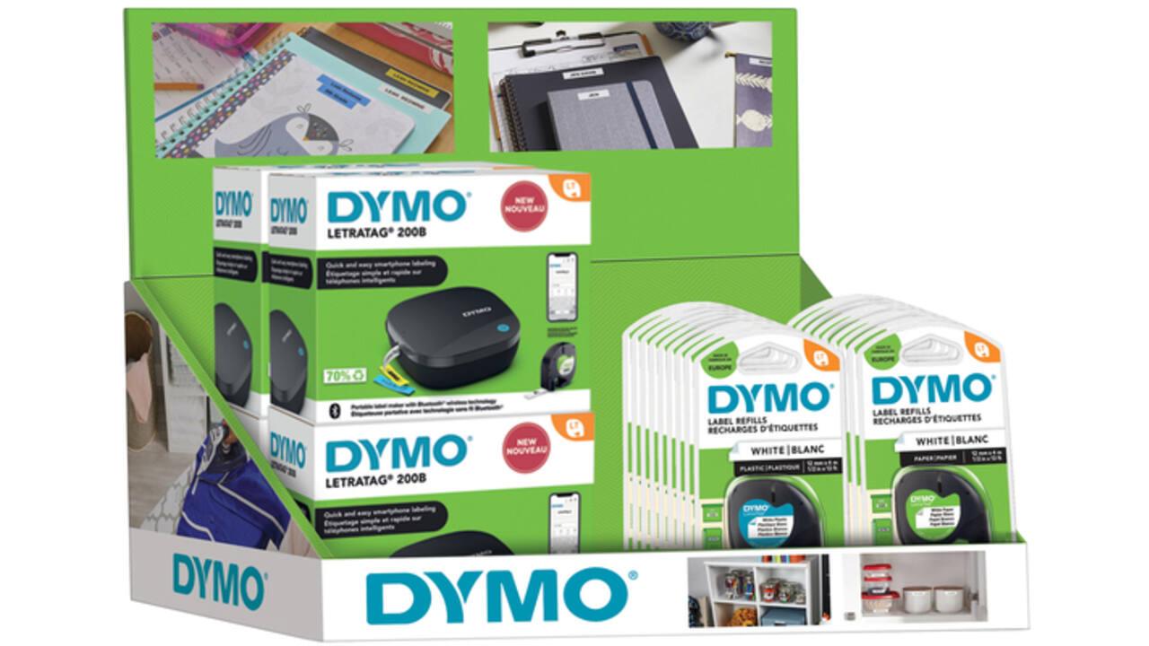 Labelprinter Dymo LetraTag 200B draagbaar bluetooth 12mm zwart display