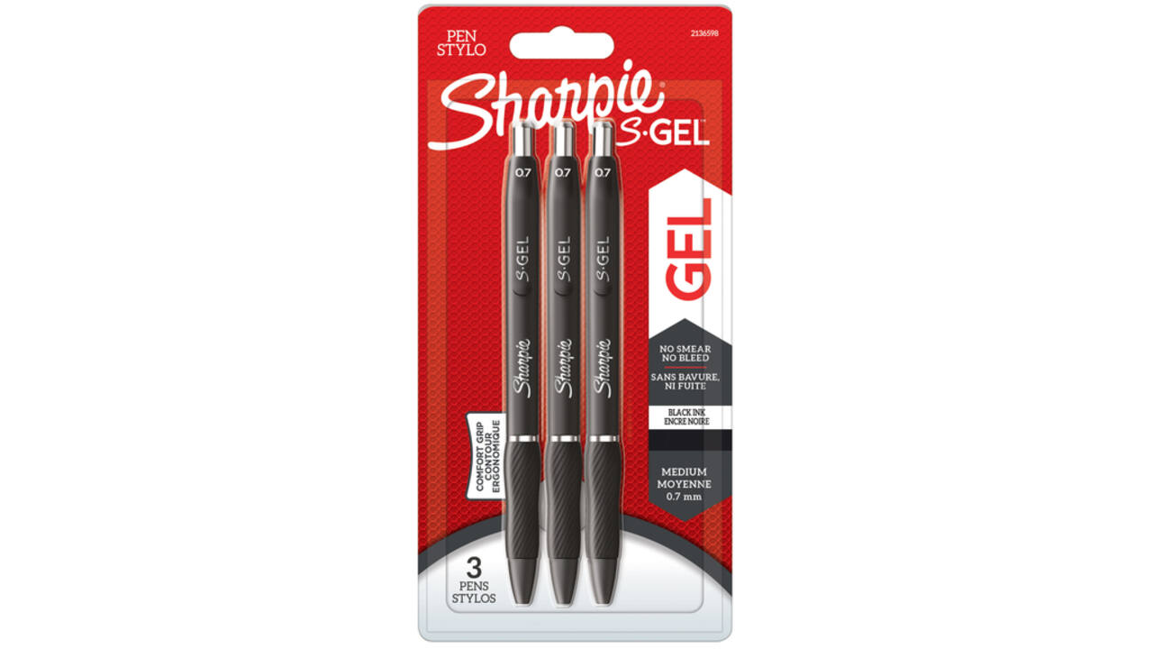 Gelschrijver Sharpie S-gel medium zwart blister à 3 stuks
