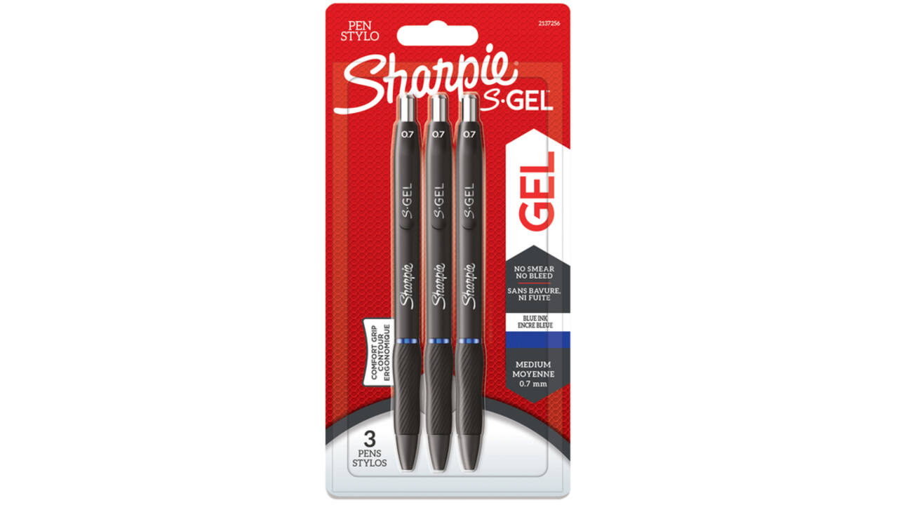 Gelschrijver Sharpie S-gel medium blauw blister à 3 stuks