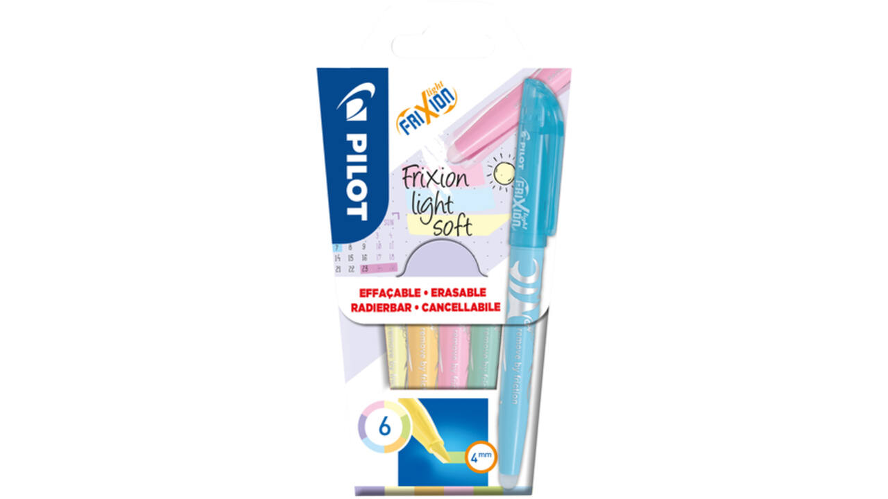 Markeerstift PILOT friXion light soft pastel assorti set à 6 stuks