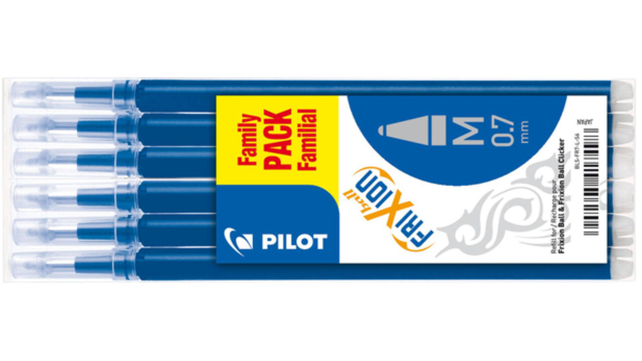 Rollerpenvulling PILOT friXion medium blauw set à 6 stuks