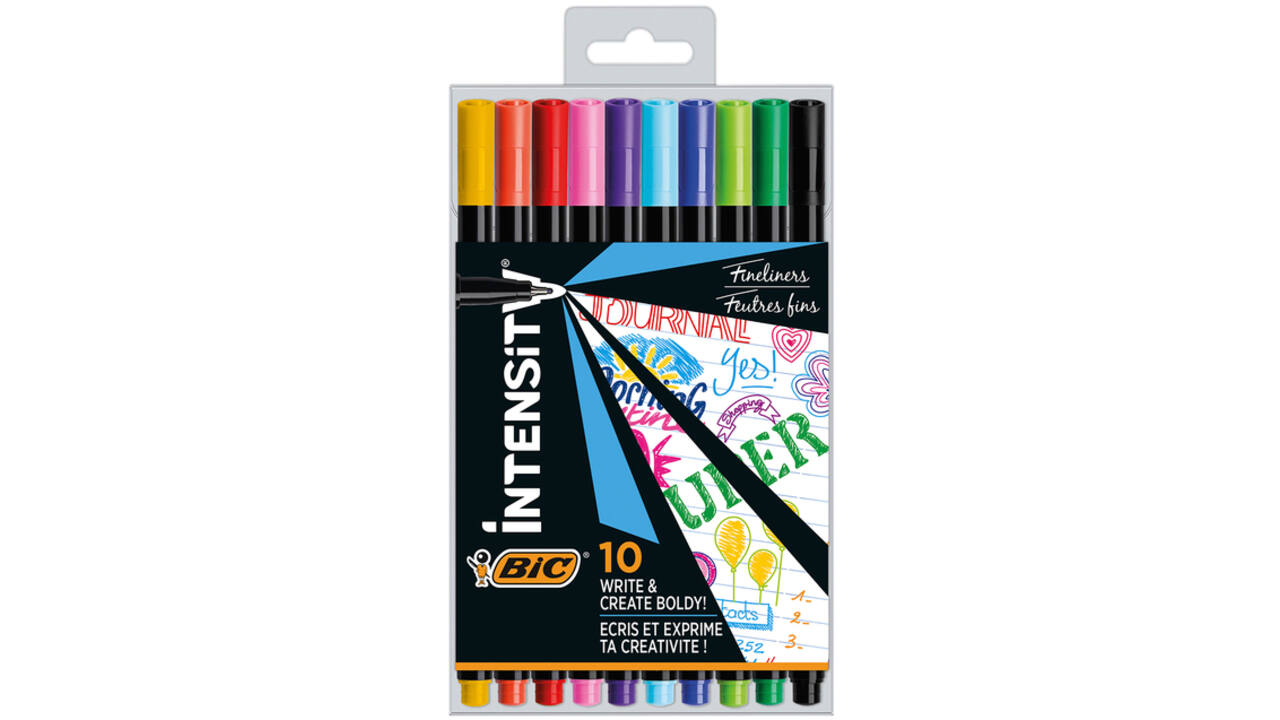 Fineliner Bic Intensity fijn assorti pak à 10 stuks