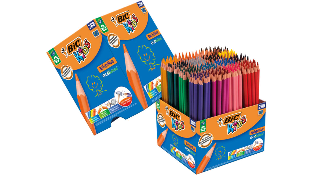 Kleurpotloden BicKids Evolution ecolutions assorti schoolbox à 288 stuks