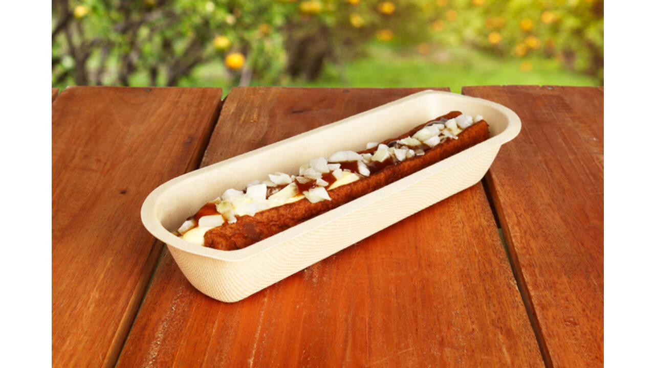 Snackbakje IEZZY A16 suikerriet PFAS-vrij 210x71x33mm 50 stuks