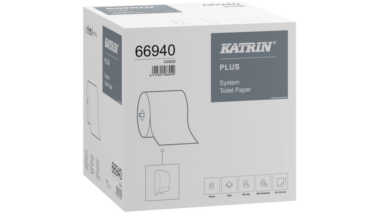 Toiletpapier Katrin Plus System 2-laags 800vel 36rollen wit