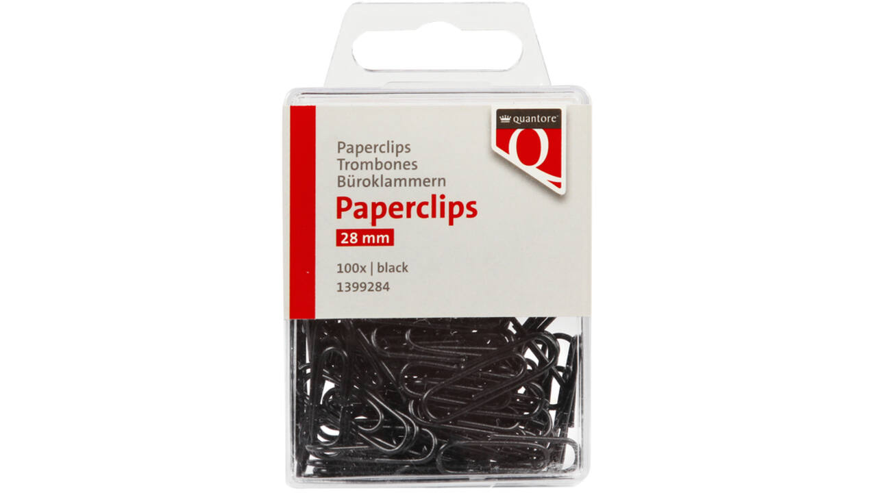 Paperclip Quantore 28mm 100 stuks zwart