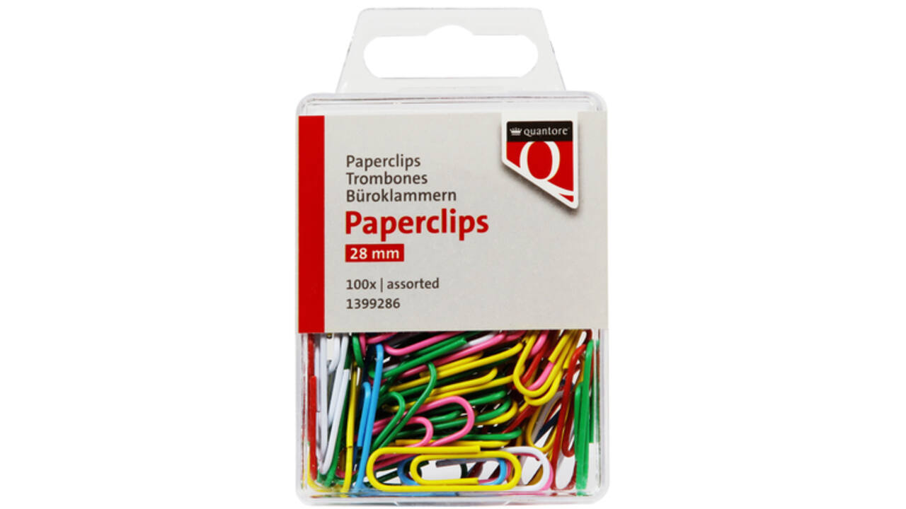 Paperclip Quantore 28mm 100 stuks assorti