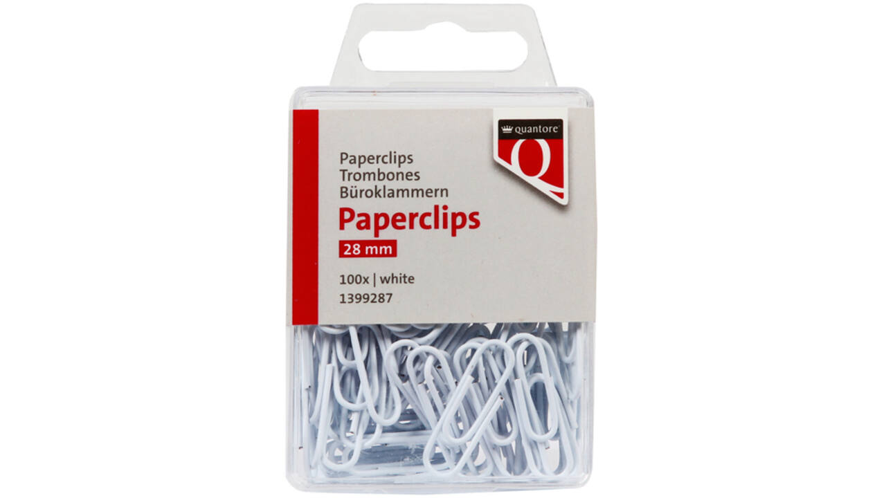 Paperclip Quantore 28mm 100 stuks wit