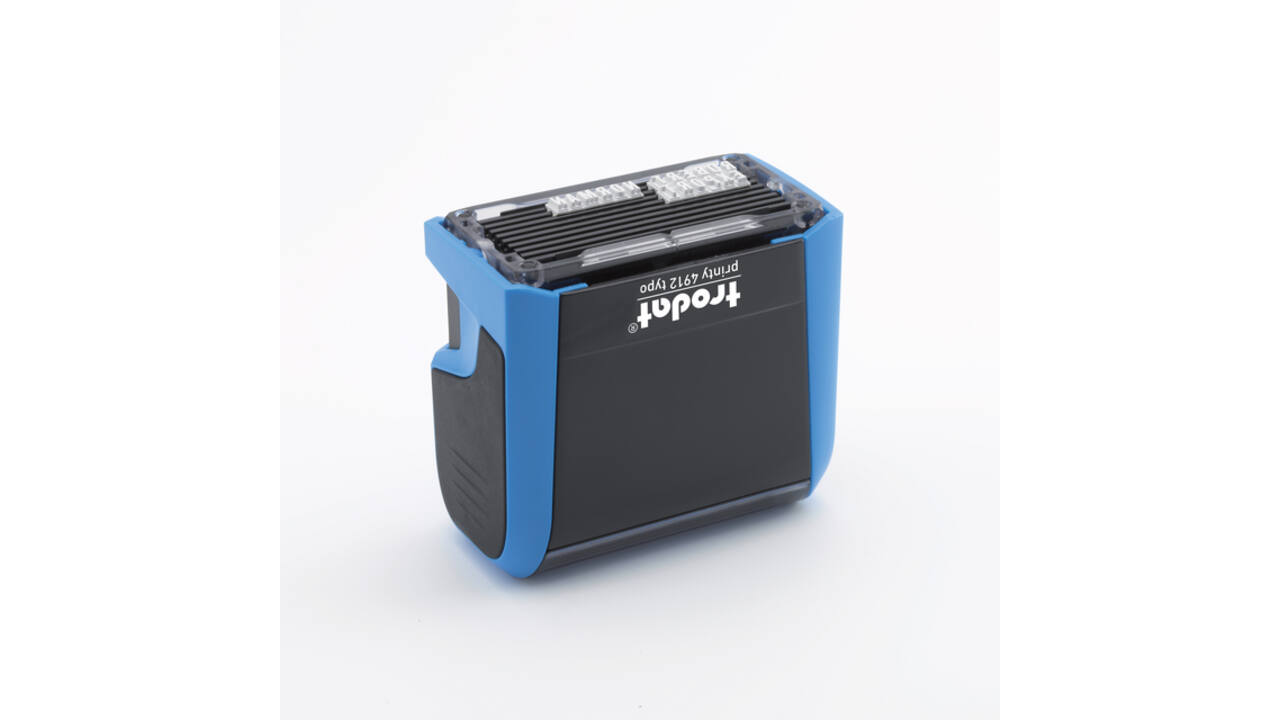 Tekststempel Trodat Printy 4912 Typo zw 4regels 47x18mm