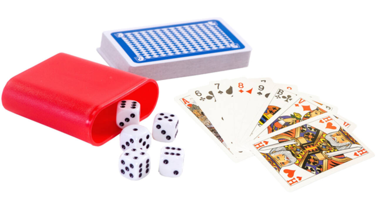 Spel speelkaarten en dobbelen Clown