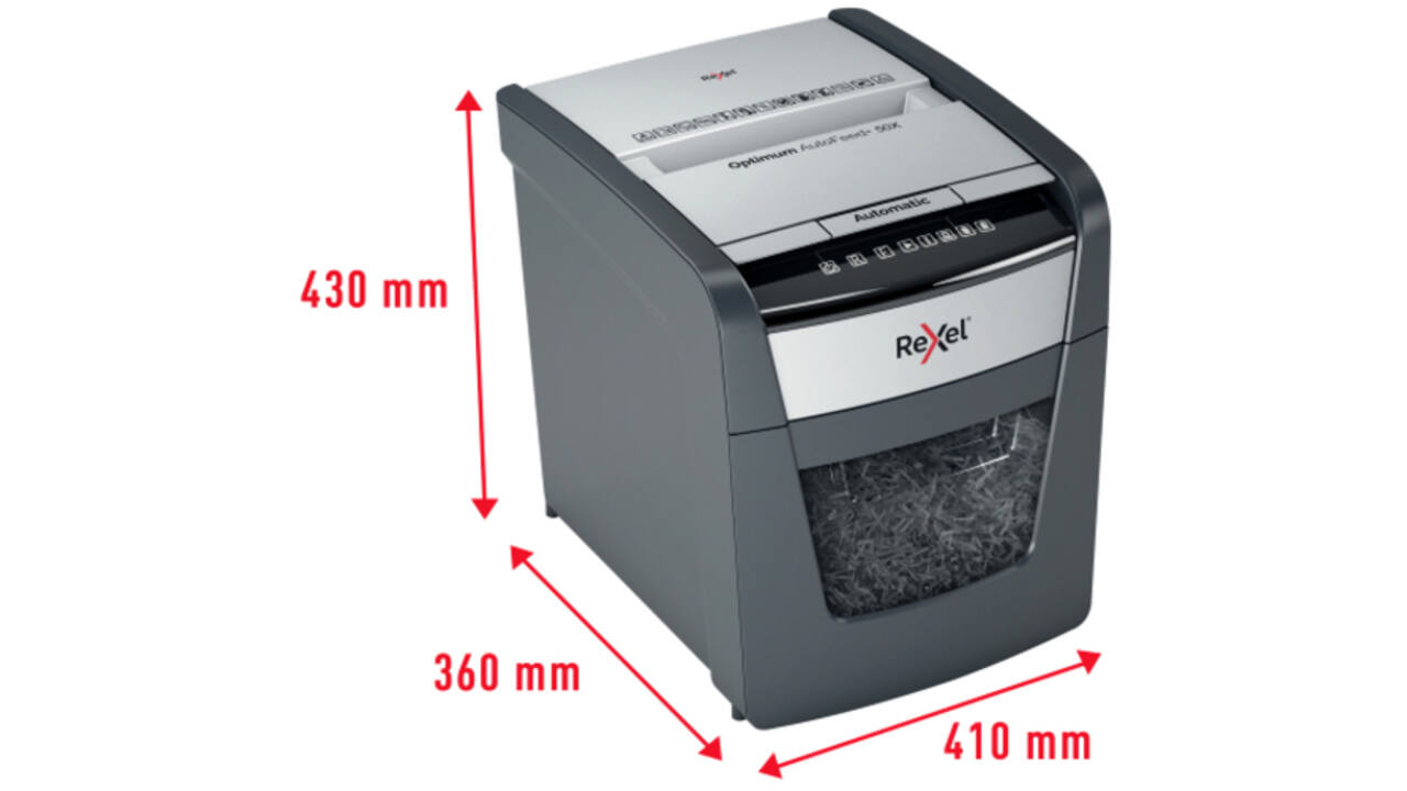 Papiervernietiger Rexel Optimum Auto+ 50X P4 snippers 4x28mm