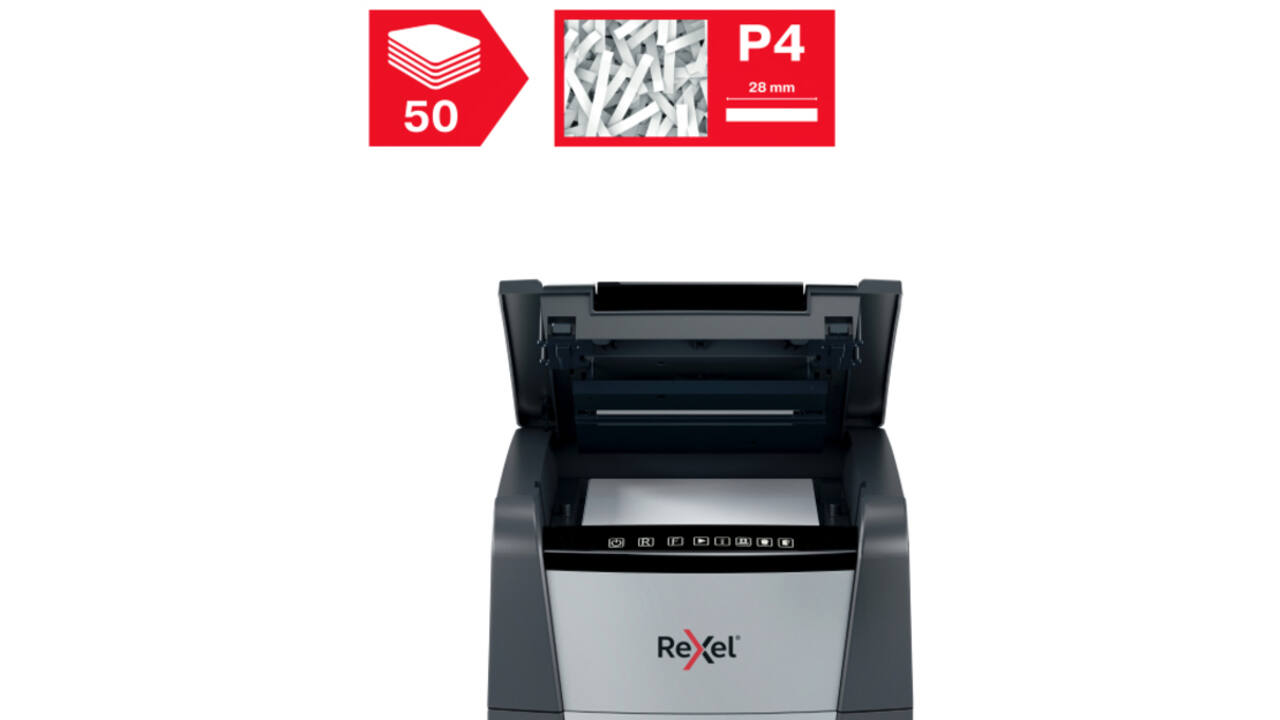 Papiervernietiger Rexel Optimum Auto+ 50X P4 snippers 4x28mm
