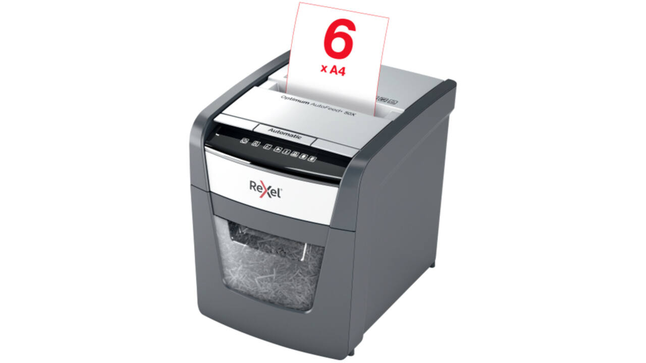 Papiervernietiger Rexel Optimum Auto+ 50X P4 snippers 4x28mm