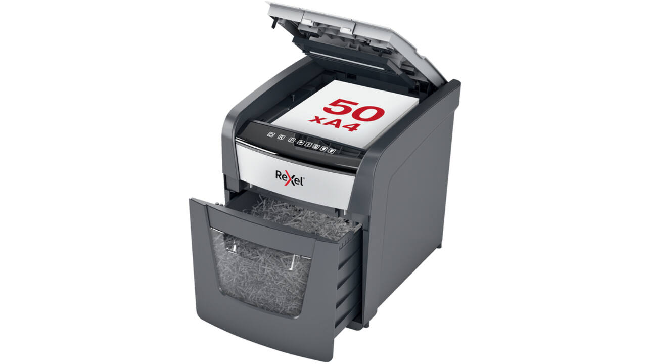 Papiervernietiger Rexel Optimum Auto+ 50X P4 snippers 4x28mm