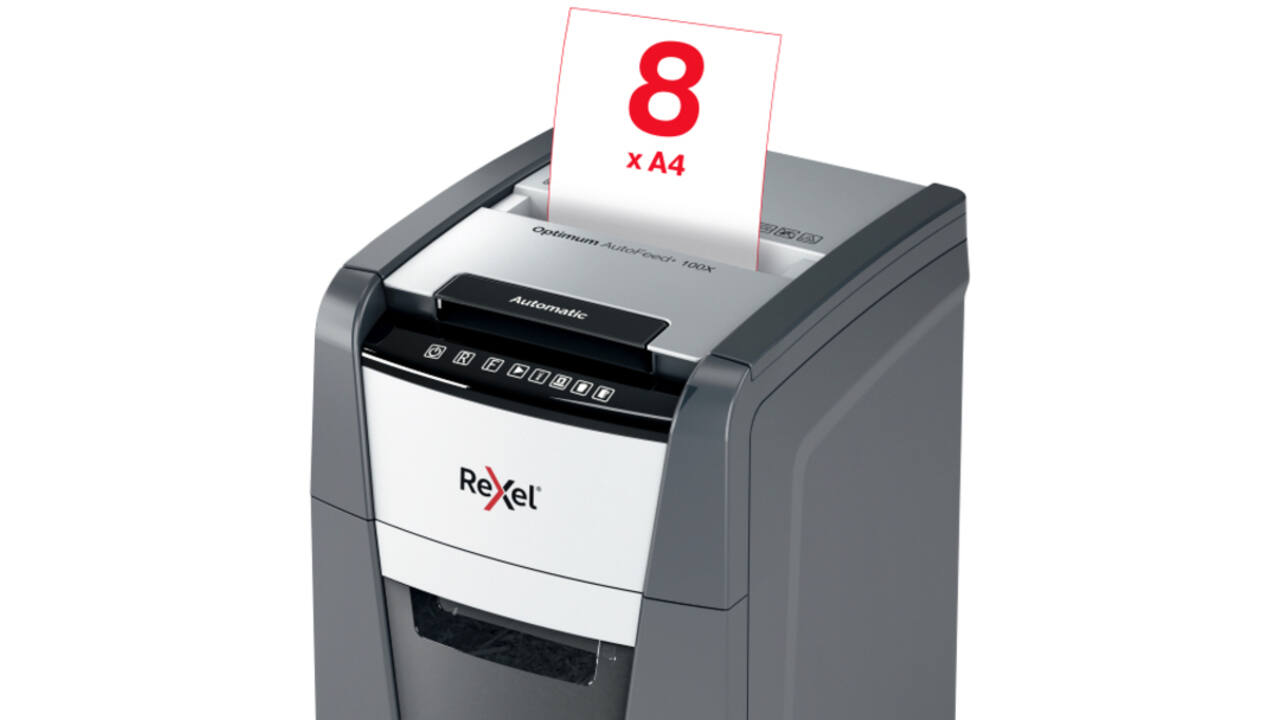 Papiervernietiger Rexel Optimum Auto+ 100X P4 snippers 4x28mm