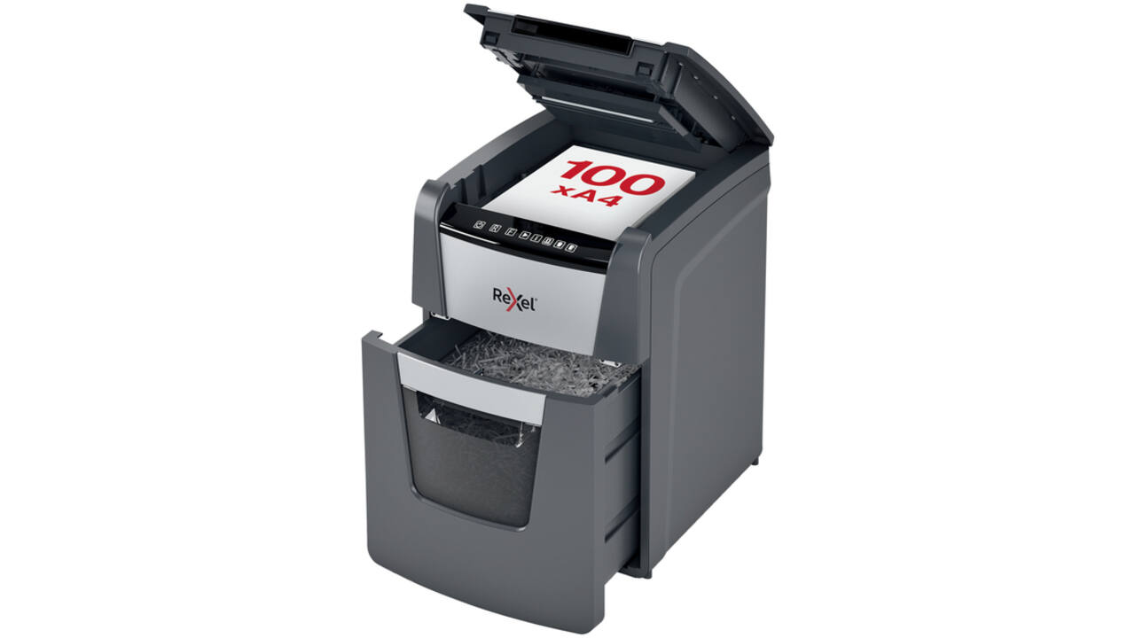 Papiervernietiger Rexel Optimum Auto+ 100X P4 snippers 4x28mm