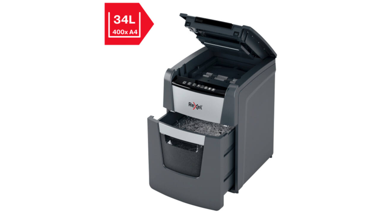 Papiervernietiger Rexel Optimum Auto+ 100M P5 snippers 2x15mm