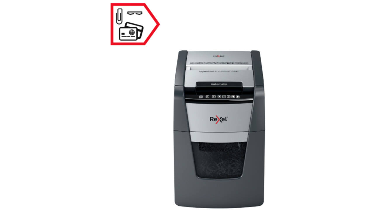Papiervernietiger Rexel Optimum Auto+ 100M P5 snippers 2x15mm