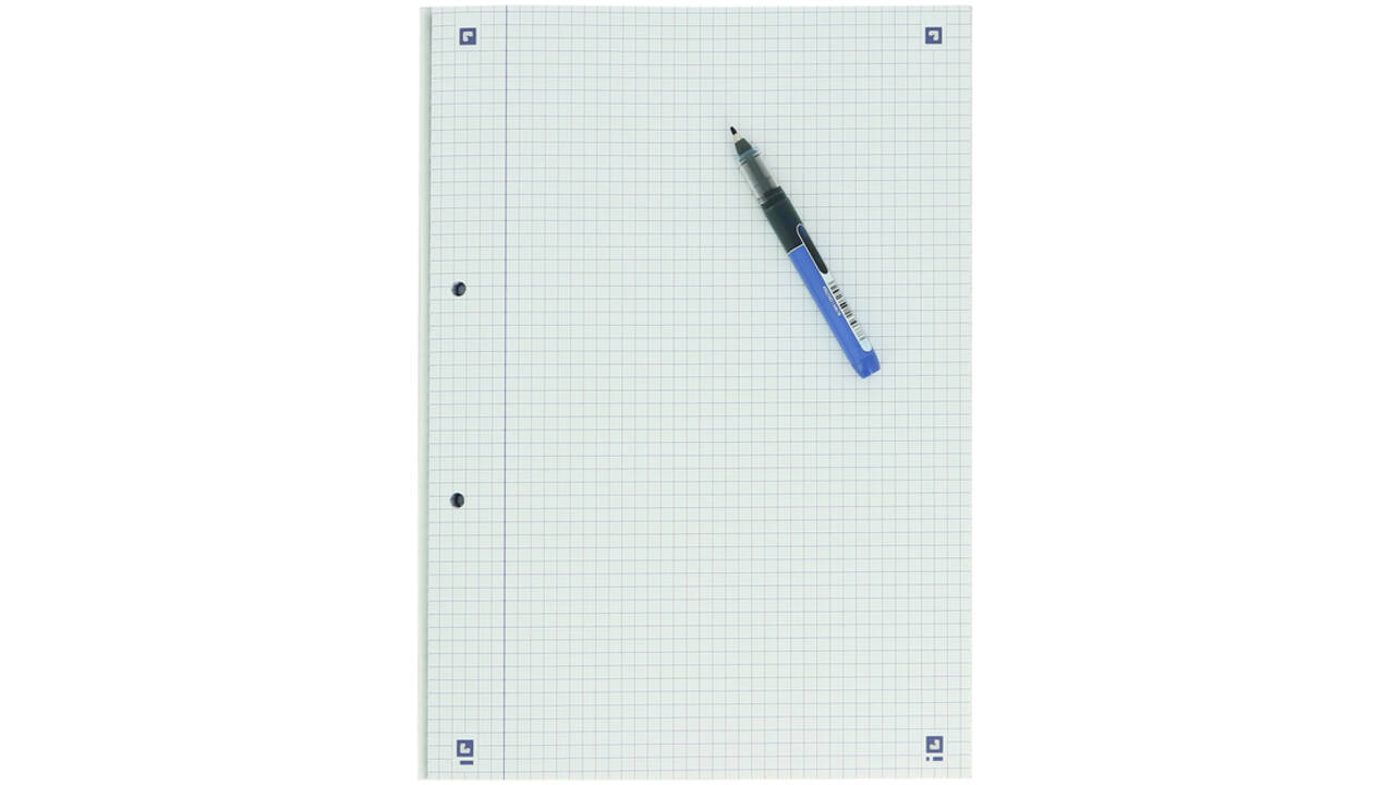 Cursusblok Oxford School A4 ruit 5x5mm 2-gaats 200 pagina's 80gr assorti