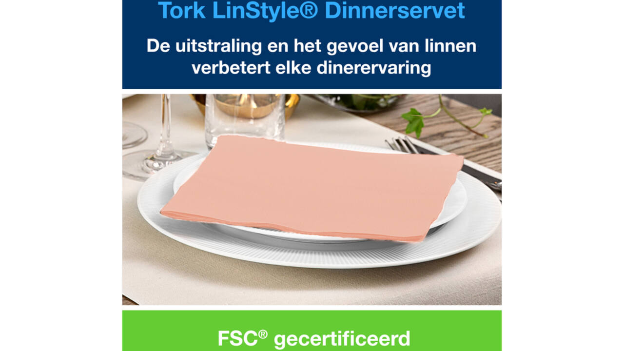 Dinnerservet Tork LinStyle® 1/4-vouw 1-laags 50st koraalrood