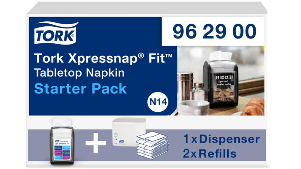 Servetdispenser Tork N14 Xpressnap Fit Signature line startpakket zwart 962900