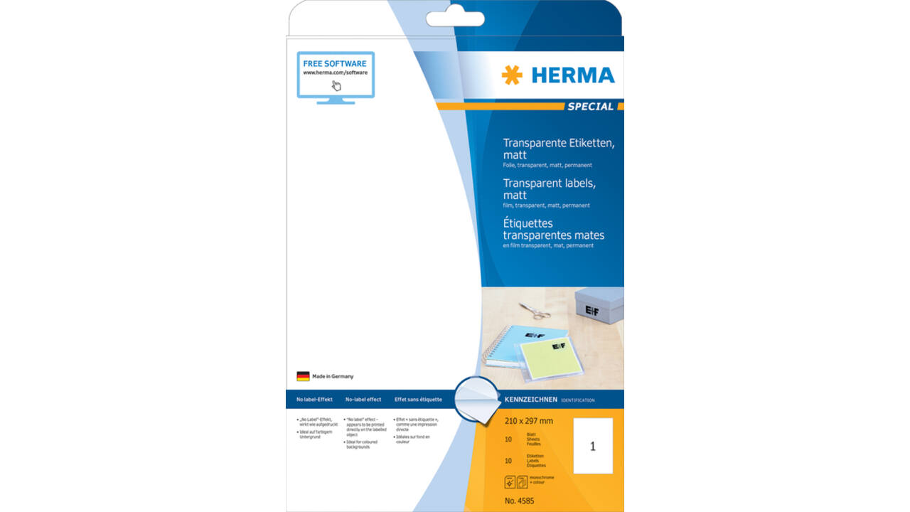 Etiket HERMA 4585 210x297mm weerbestendig transparant mat 10stuks