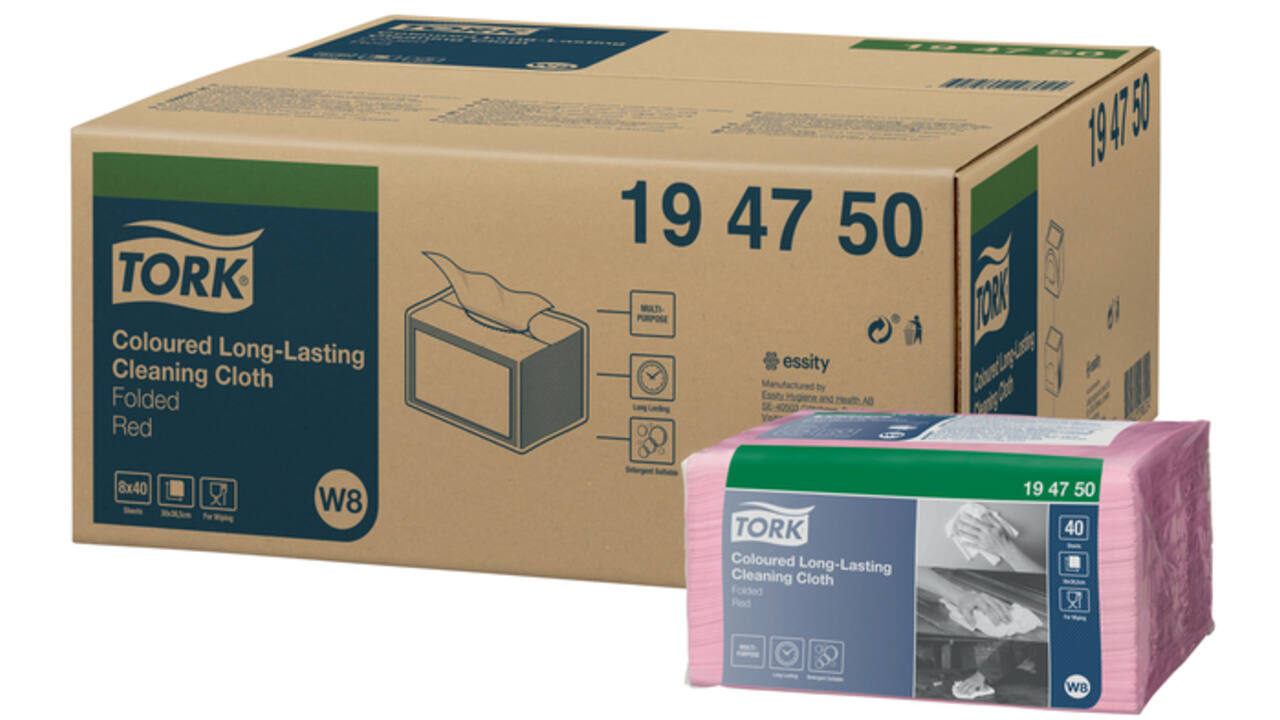 Reiningingsdoek Tork Long Lasting W8 multifunctioneel rood 194750