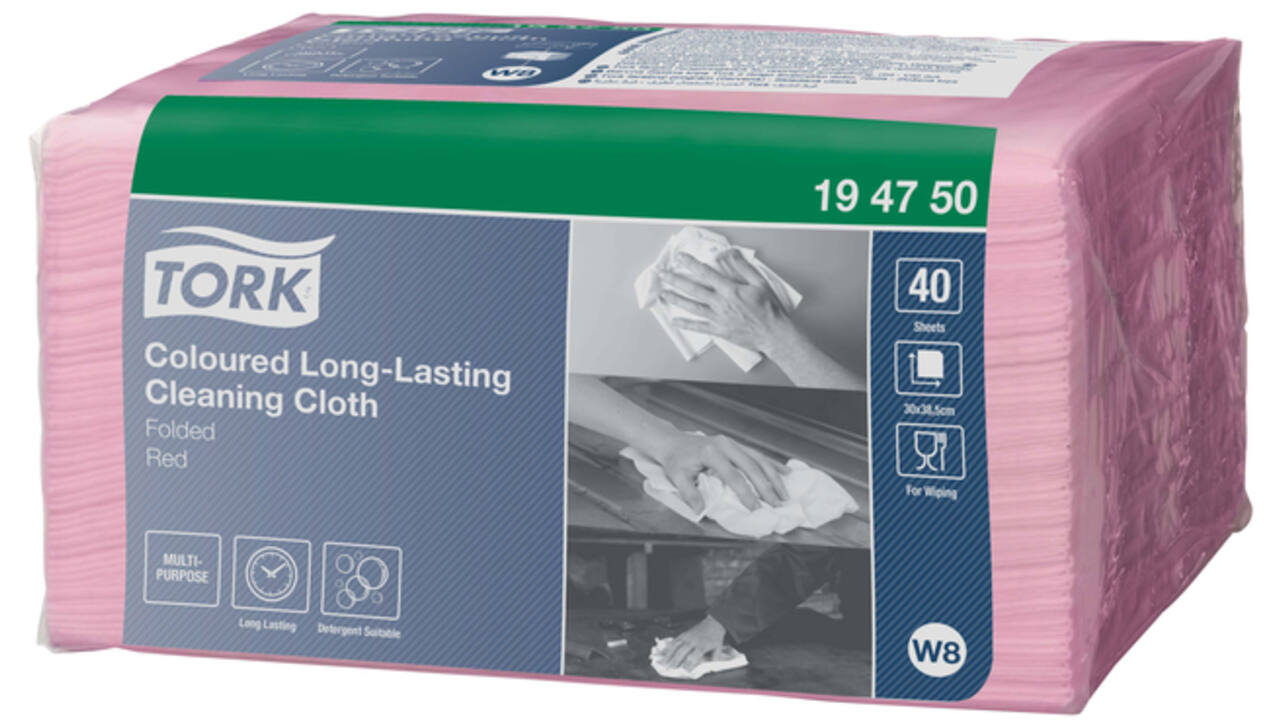 Reiningingsdoek Tork Long Lasting W8 multifunctioneel rood 194750