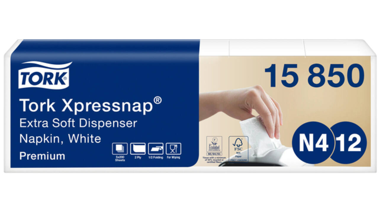 Servetten Tork Expressnap N4 extra zacht premium 1/2 vouw 2-laags wit 15850