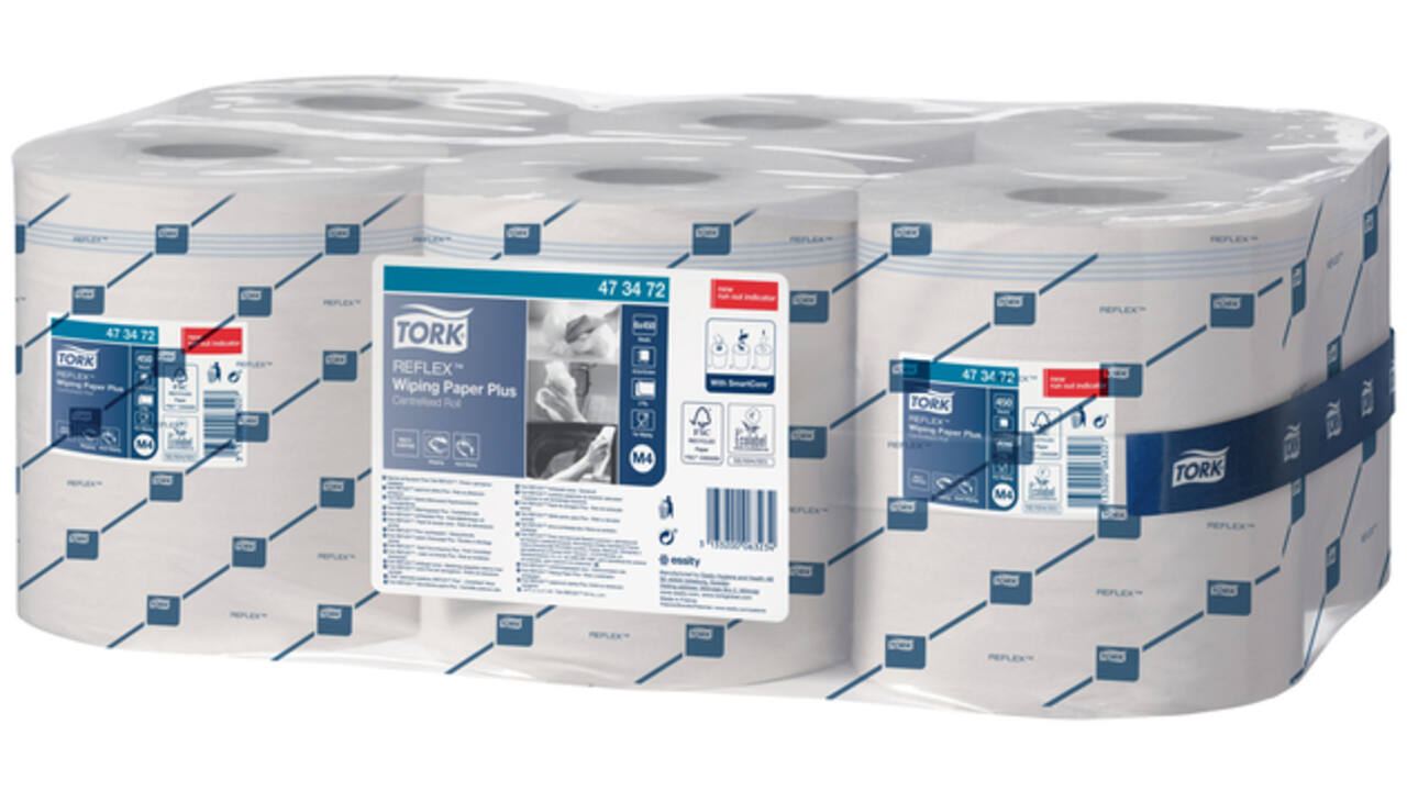 Poetsrol Tork Reflex ™ Plus M4 SmartCore® centerfeed 2 laags 150m wit 473472