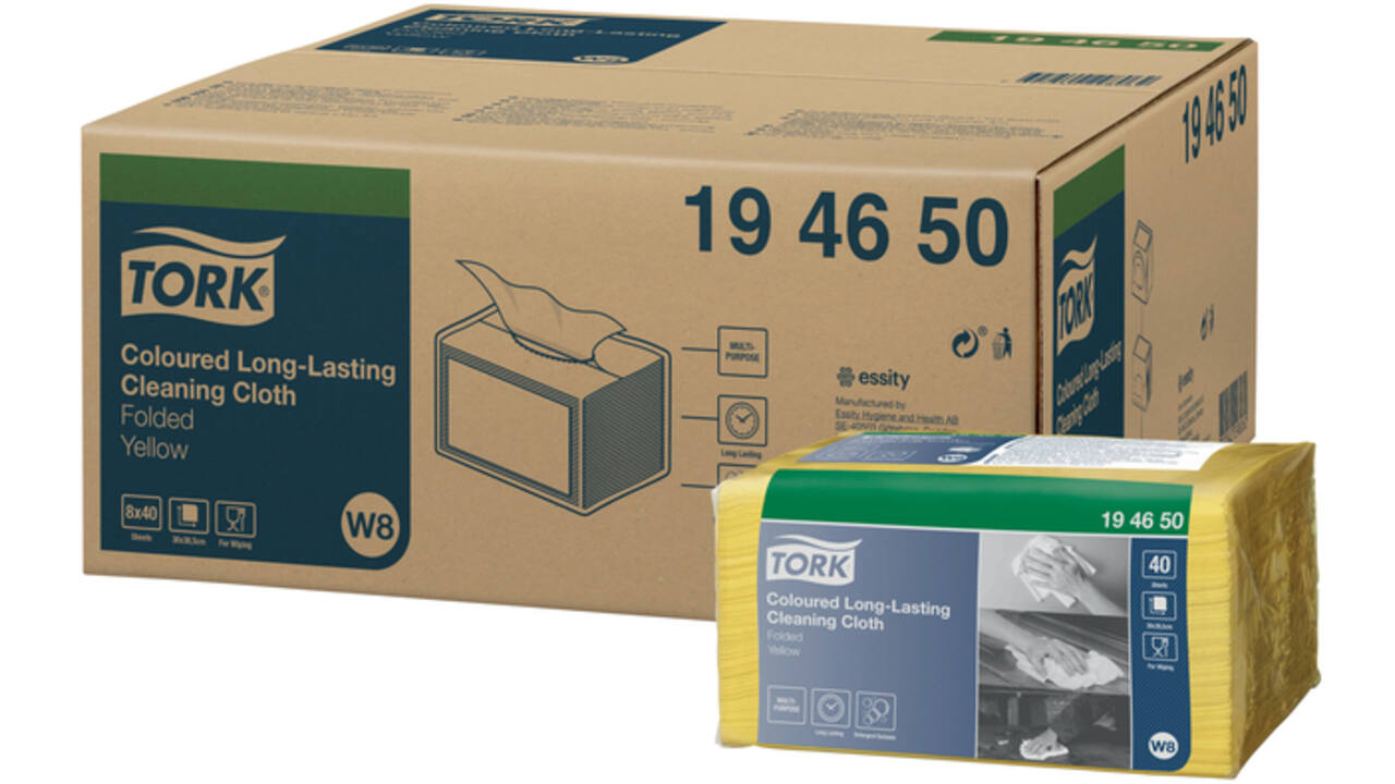 Reinigingsdoek Tork W8 Premium 1-laags 40 vel geel 194650