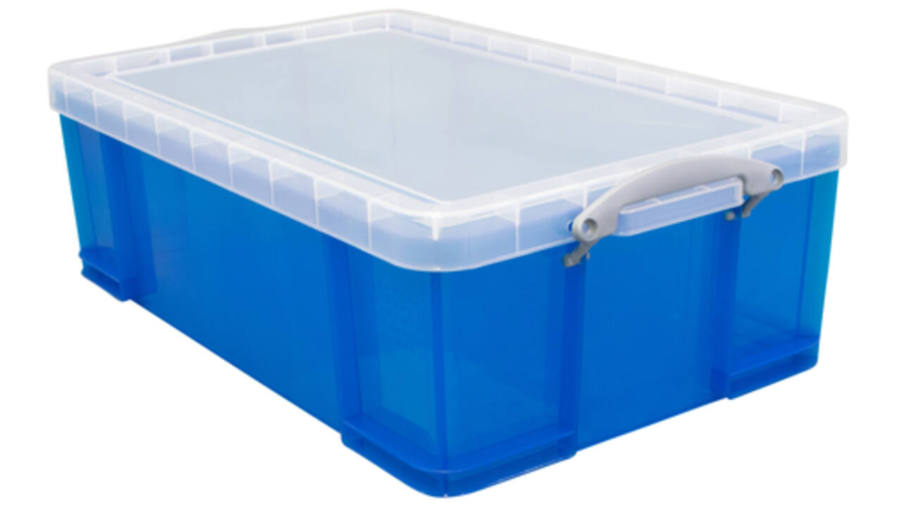 Opbergbox Really Useful 50 liter 710x440x230mm transparant blauw