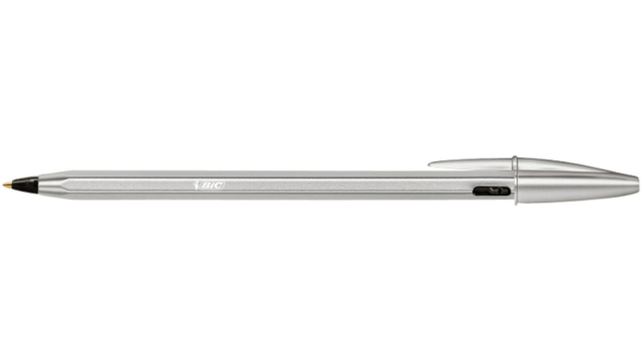 Balpen Bic Cristal Re-new medium zwart blister à 1 balpen + 2 vullingen