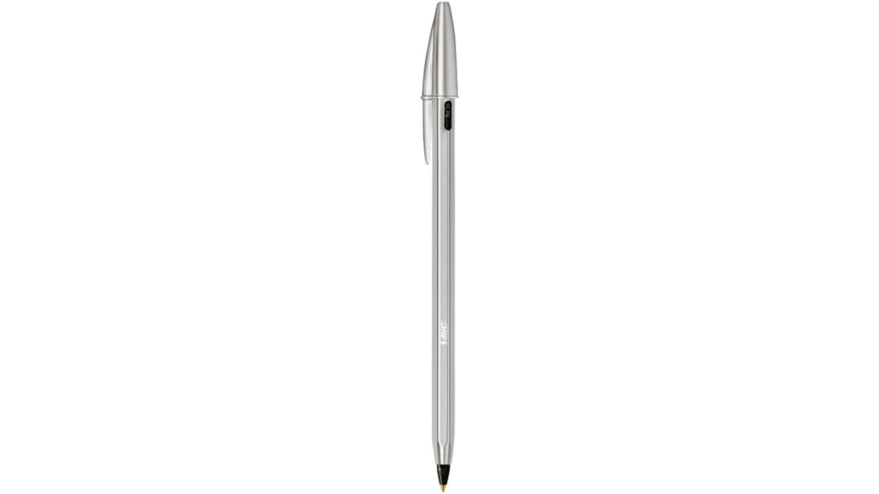 Balpen Bic Cristal Re-new medium zwart blister à 1 balpen + 2 vullingen