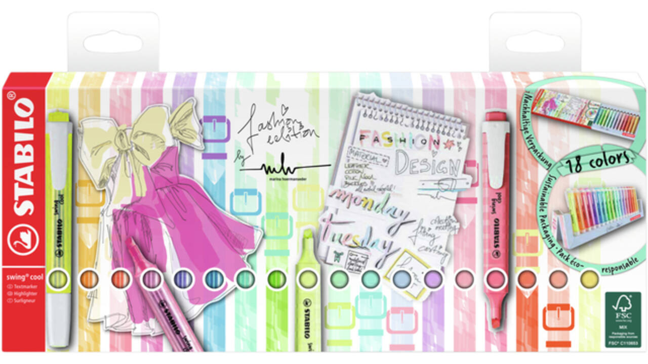 Markeerstift STABILO Swing cool 275/18 assorti deskset à 18 stuks