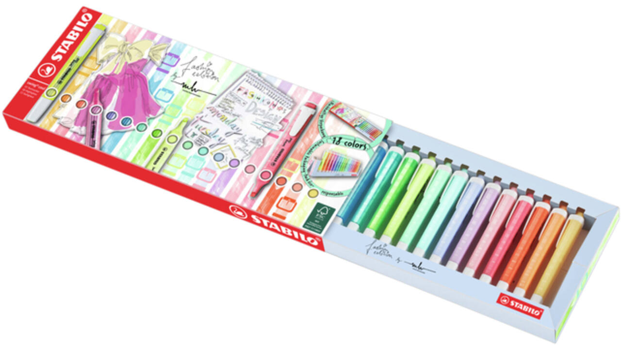 Markeerstift STABILO Swing cool 275/18 assorti deskset à 18 stuks