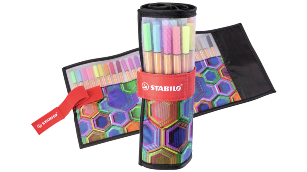 Fineliner STABILO point 88/25 Arty rollerset zwart fijn assorti etui à 25 stuks