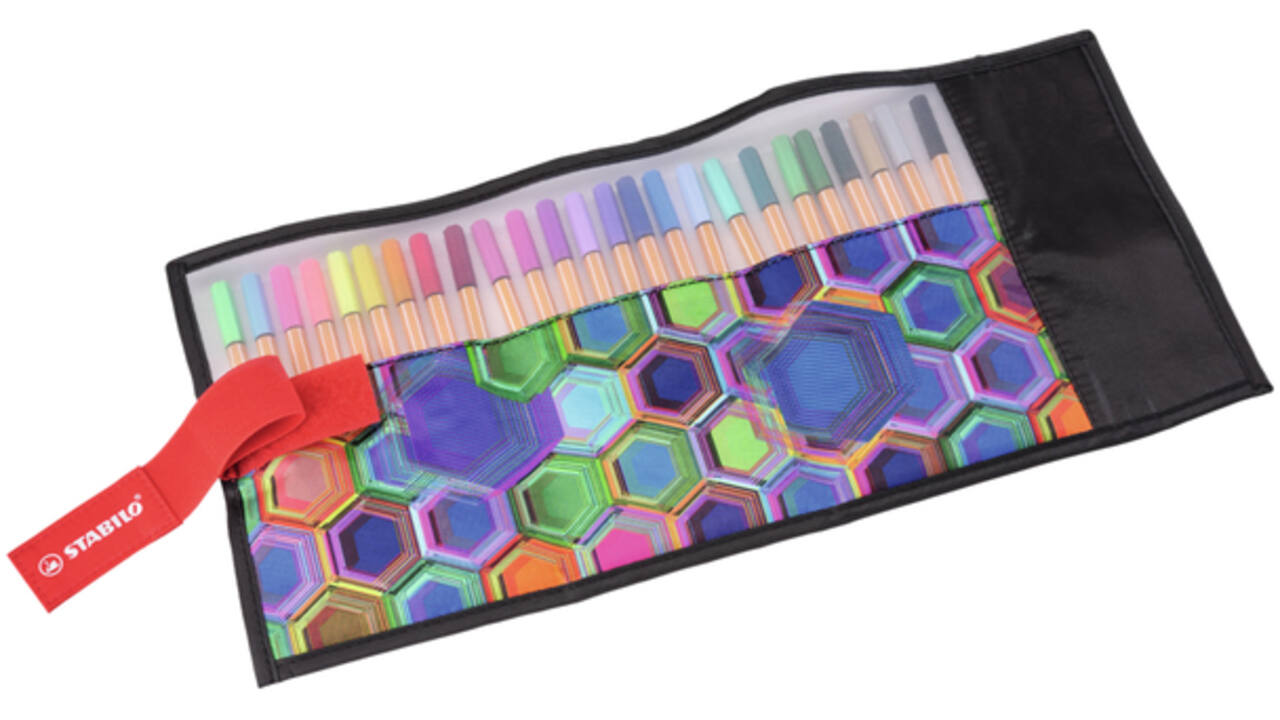 Fineliner STABILO point 88/25 Arty rollerset zwart fijn assorti etui à 25 stuks