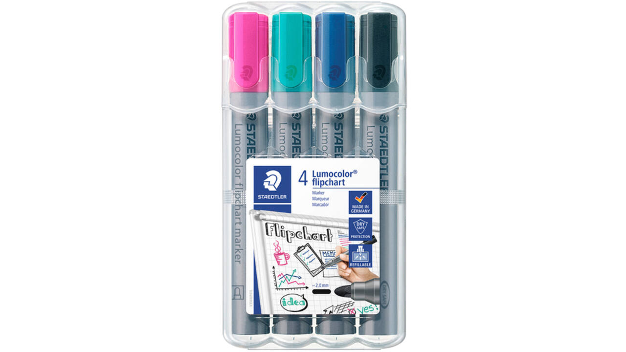 Viltstift Staedtler 356 voor flipover rond 2mm set à 4 stuks assorti